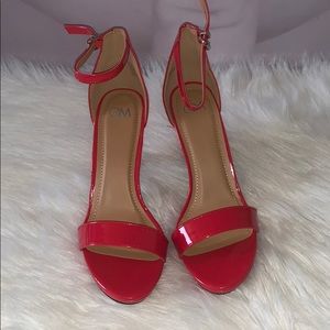 Red strap heels